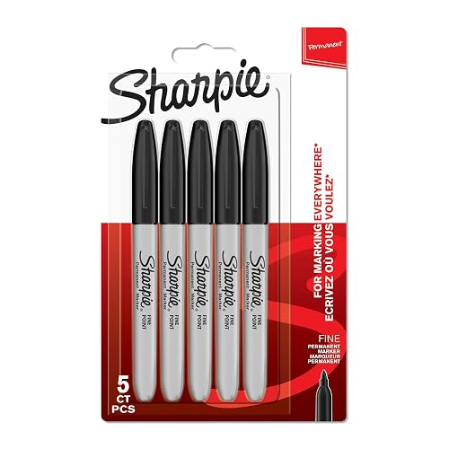 Sharpie Permanent Markers | Fine Point for Bold Details | Black Ink | 5 Marker Pens