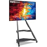 FITUEYES TV Stand for 27-55 Inch TV, Height Adjustable TV Stand with 8mm Glass Base, Max VESA 400x400mm 40KG