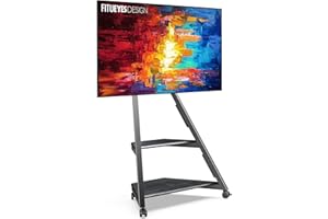 FITUEYES Design Stojak na telewizor 32 43 55 65 cali regulowana wysokość 946-1076,5 mm z 2 półkami do domu, salonu, konferencji z serii Eiffla