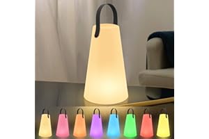 ‎GGII LED Outdoor Lampe mit Fernbedienung Tragbare Tischlampe für Außen mit 8 Farben USB Wiederaufladbare Wasserdichtes Akku Lampe für Garten Aussen Schlafzimmer Bar Camping (Konisch)
