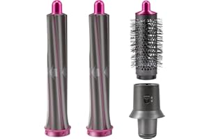 YSKMLOLP 4 in 1 Hair Tool for Dyson Supersonic Hair Dryer Curling Attachment Automatic Curling Suit, Round Volume Brush + Automatic Curling Attachment for Dyson Airwrap Styler