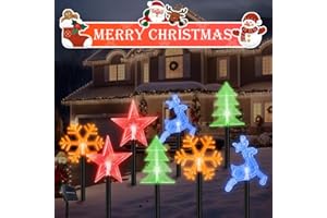 HuaMuDM 8 Pezzi Luci Natale Esterno Solari, Luci da Esterno Giardino Solari natale, LED Luci Natalizie Decorazioni, Luces Solares de Navidad Exteriores per Prato,Patio, Cortile,Regali