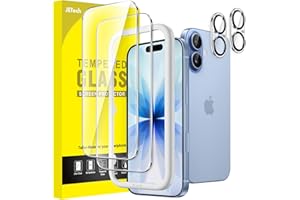 JETech Ochraniacz Ekranu dla iPhone 17 6,3 Cala z Ochraniacz Obiektywu Aparatu, Narzędzie Łatwej Instalacyjne, Twardości 9H Szkło Hartowane Film, HD Przejaśniać, 2 Sztuki Każdy