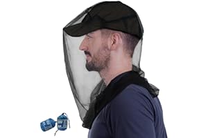 South To East Premium Midge Net for Head 2 Pack, Ultra Large & Long, Extra Fine Holes, Fly & Bug Protection Gear for Camping, Hiking, Fishing, Gardening, Safari, Fit All Hats for Men & Women