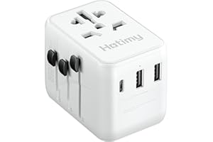 Hotimy Adaptateur Prise Universelle, Prise Universelle Voyage avec USB C et 2 USB A, Double Fusible 10A, 2500W Prise Internationale de Voyage France vers USA Canada UK Australie Japon Type G/A/I/C