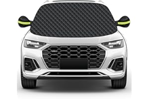 Mengine Car Windscreen Cover, Snow UV Ice Protection Car Windshield with 9 Hidden Magnets, Side Wing Mirror Covers & 2 Additional Hooks,Frost Guard Fit for Cars in All Weather(Black, 157×126cm)
