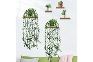 Beinhome Artificial Hanging Plants Indoor, 2 Pack Fake Hanging Plants with Pot, Greenery Faux Ivy Wall Decor Plant, Fake Potted Eucalyptus Plants for Home Decor Outdoor Room Patio Office Table Shelf