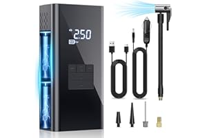 Vexloria Tyre Inflator Cordless Air Compressor, Portable Electric Bike Pump 150 PSI, Tyre Pump with Pressure Gauge & LED Light for Car, Bicycle, Motorbike, Ball