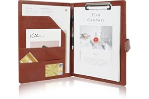 OFFCUP Teczka konferencyjna A4, Skórzana teczka portfolio, Wielofunkcyjna składana teczka na dokumenty CV, Biznesowy organizer portfolio torba na dokumenty z podkładką schowkiem na dokumenty uchwytem