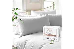 ‎PIZUNA Pizuna luxuriöser Baumwolle Kissenbezug 40 x 80 cm - Packung mit 2, 400 Fadenzahl 100% langstapeliger Baumwolle Kissenbezug aus weichem Satin (100% Baumwolle kissenbezüge 40x80 weiß)