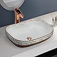 Plantex Table Top Wash Basin For Bathroom/Designer Ceramic Basin/Countertop Vessel Sink Basin - Indo-European Collection (20 x 14.5 x 5.5 Inch)