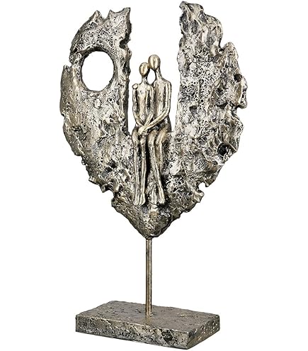 Beeld in boog liefde love - Goud kleur- huwelijksgeschenk - de omhelzing 23 cm hoog