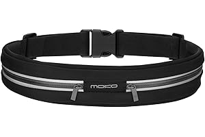 MoKo Marsupio Sportivo, Cintura da Corsa per Uomo e Donna, Marsupio Running Impermeabile con Fasce Riflettenti in Tela Regolabile con Doppia Tasca per iPhone 11/11 Pro/11 PRO Max/XS/XR, Nero