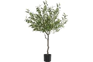 tectake® Konstgjort olivträd med naturtroget look, dekorträd med realistiska oliver & täta blad, underhållsfri inomhusväxt i