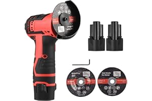 GEEVORKS Radial Pequeña Bateria Herramienta de molienda eléctrica de 19500rpm, Mini amoladora, cortador de mano para cortar, pulir, azulejo de cerámica, madera, piedra, acero (2 Batería (rojo))