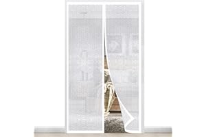 ORUMRUD Magnetic Thermal Insulated Door Curtain 125 x 200 cm,EVA Thermal Door Cover Enjoy Warm Winter&Cool Summer,Self Sealing Door Screen Magnetic Closure,Pet and Kid Friendly,No Drilling Required，White