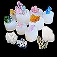 Allazone Crystal Resin Molds, 10 PCS Crystal Cluster Silicone Molds Quartz Rock Resin Mould for Resin Casting, Craft Keychain Necklace, Home Decoration