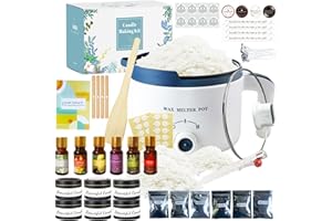 LINGQIAN Kit di fabbricazione di candele di soia con fonditore di cera elettrico, Kit per Produzione di Candele per Principianti, inclusi 2 libbre di cera di soia, stoppini, profumi, coloranti, barattoli