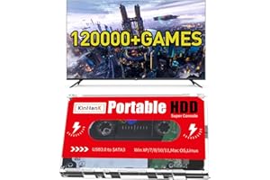 Kinhank 2 TB Externe Festplatte mit über 120.000 Retro-Spielen, Batocera 33 Spielsystem, Festplatte für Laptop/PC/Windows/Mac OS, kompatibel mit PS3/PS2/PS1/PSP/DC/MAME/ARTARI/SEGA SETURN, USB 3.0