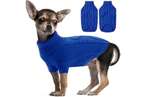 ALAGIRLS Sweter dla małego psa, sweter dla psa, płaszcz dla kota, na Halloween, Boże Narodzenie, święta, tematyczne stroje dla zwierząt domowych, odzież, królewski niebieski, S