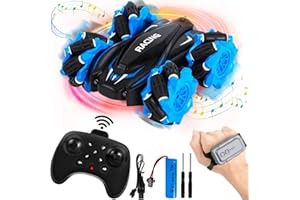 AQXONG Macchina Acrobatica Telecomandata, Auto Radiocomandata a 4 Ruote Motrici da 2.4 GHz, Rotazione di 360°, Auto Telecomandata con Rilevamento dei Gesti Con luci e Musica, Adatto dai 6 Anni in su