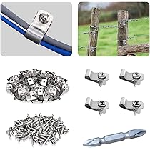 100 Clip Per Recinzione In Acciaio Inox Con Viti | Fermacavi Per Filo Saldato, Legno, Metallo - Foto 12