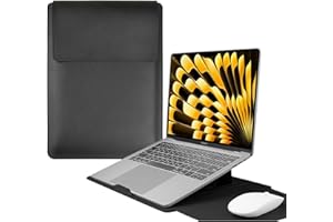 HaruYo 15-16 Pollici Custodia per Computer Portatile con Supporto Funzione Laptop, PU Pelle Portatile Sleeve per MacBook Air/MacBook Pro/Surface Dell Lenovo HP ASUS Acer 15-16 Pollici Nero