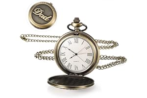 Yaomiao Halloween Vintage Taschenuhr für Herren Glatt Quarz Taschenuhr mit Kette Antik Kettenuhr mit Römisch Ziffern für Papa Damen Weihnachten Geburtstag
