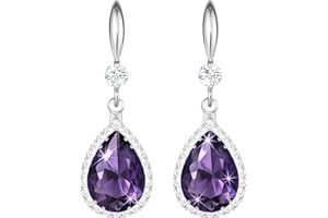Linawe Pendientes colgantes para mujer, pendientes colgantes, joyas de oro, plata y oro rosa, pendientes colgantes de cristal con diamantes, joyería de moda para bodas