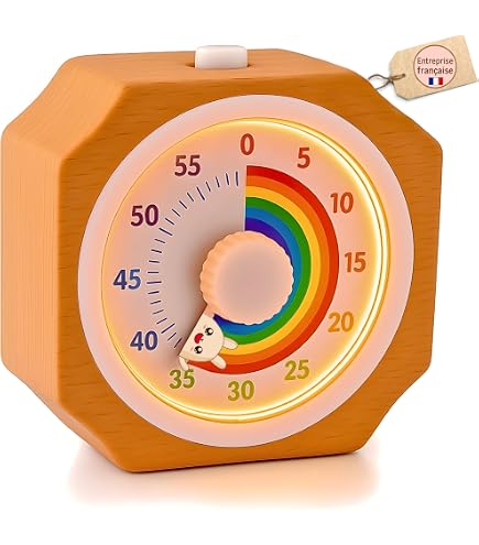 Minuteur Visuel Arc-en-Ciel 60 Minutes - Compte à Rebours Silencieux Enfant Rechargeable Bleu