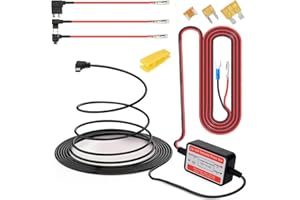 Gebildet Dash Cam Hardwire Kit Mini USB 10ft 12V-24V to 5V, Low Voltage Protection ACN/ACS/ACU Add a Circuit Fuse Holders (Right Angel Mini USB and fuse kit)