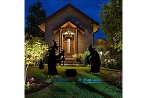 AIHAOYU 4er-Pack Schwarze Katze und Hexe, Halloween-Dekoration, Gartenschilder für den Außenbereich mit Pfählen, gruselige Silhouetten-Dekoration für Hof, Rasen, Garten, Halloween-Party-Dekoration im Freien