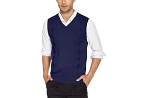 COOFANDY Gilet Uomo Maglione con Scollo a V Maglioncino Senza Maniche Pullover Lavorato Maglia Invernale Panciotto Casual
