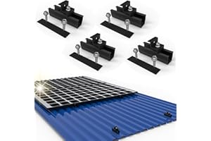 Solarpanel Halterung Kit für 4X Modul, Befestigungsschiene 12cm Voll Schwarz und Verstellbare Klemmen 30-35MM, Halterung Solarmodul für Trapezblech Flachdach Montage PV Befestigung Set