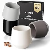 MIAMIO - Espresso Cups Set of 4, Ceramic (80ml) - Luxe (Stone Grey) | Ceramic Espresso Cups No Handle Thick Espresso Cups for