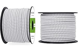 Abma Cord Corda Elastica 5mm 30M Corda di Gomma Cavo Elastico Marino per Teloni, Tende e Bagagli - Nero&Bianca