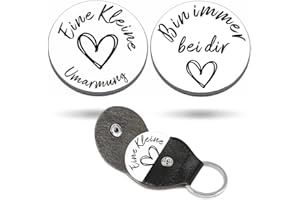 RISFIHEI Eine Kleine Umarmung,Gute Besserung Geschenke,Herz Glücksbringer-Bin Immer Bei Dir-Pärchen Geschenke,Beste Freundin Geschenke,Geschenk für Familie Freund Freundin Patient usw(A-Silver)