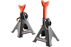 VEVOR Coppia di Cavalletti per Auto Cric Capacità 3T con Doppia Chiusura Supporti per Assale Altezza Regolabili 275-415 mm 1 Paio di Cavalletto per Sollevamento Auto, Moto, SUV, Camioncino, UTV/ATV