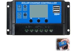 DONGNESI [Upgraded]Solar Charge Controller, 30A Solar Panel Controller 12V/24V PWM Auto Parameter Adjustable LCD Display Solar Panel Battery Regulator with Dual USB Port