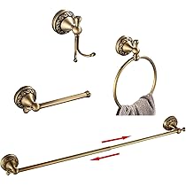 YWBL-WH Portasciugamani Ad Anello In Ottone Anticato Con Base In Porcellana Blu E Bianca - Porta Asciugamani Da Parete Per Bagno