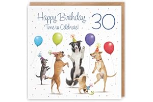 Hunts England 30th Birthday Card For Him/Her - Dancing Dogs - Luxury Men's/Women's Birthday Card - Age 30 Male Birthday Card - Age 30 Female Birthday Card - Milo's Gallery - Funny Card