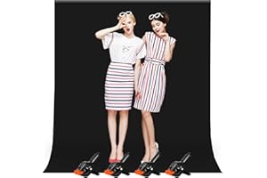 HEYSLIY Heysily Sfondo Fotografico Telo Nero 2x3m - Fondale Fotografico Lavabile per Studio Fotografia, Streaming, YouTube e Produzione Video, Sfondo Portatile e Pieghevole con 4 Terminali