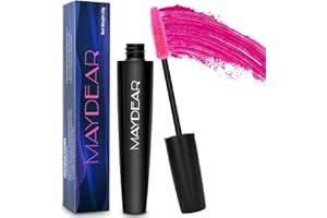 Maydear Máscara de pestañas Maydear, impermeable, duradera, a prueba de manchas, voluminosa y encantadora, rosa