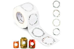 AiQInu 500 PièCes Etiquettes Autocollantes, Rondelles Etiquettes Autocollantes Bocaux de 5 cm, avec 4 Motifs Décoratifs, Adaptées Aux Pots de Confiture, Sacs Cadeaux, Bouteilles en Verre