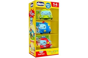 Chicco Rolling Wheels, pattuglia di Auto per Bambini, Veicoli di Polizia Policía Turbo Ball City Patrol, 3 Mini Ruote, Rotolano Come Palline, Multicolore, 10756