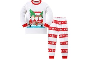 Pilipulu Weihnachts Schlafanzug Weihnachten Pyjama Kinder Unisex Mädchen Christmas Xmas Langarm Baumwolle Nachtwäsche 3-13 Jahre Größe 98-152