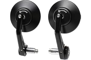 FENRIR (Sin Homologados) CNC Negro Redondo Aleación de aluminio forjado Motocicleta Espejos Retrovisores Moto Manillar Retrovisor Anti reflejante Diseño antivibración Lentes curvas 801-0028