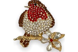 Brooch Boutique Gold Plated Crystal Robin Brooch Robin Redbreast Bird Brooch Christmas Pin
