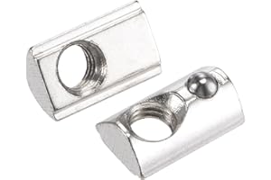 sourcing map M5 T Slot Nuts Roll in Spring T-nut with Ball Carbon Steel for 2020 Series Aluminum Extrusion Profile Rail with 6mm Slot 50Pcs