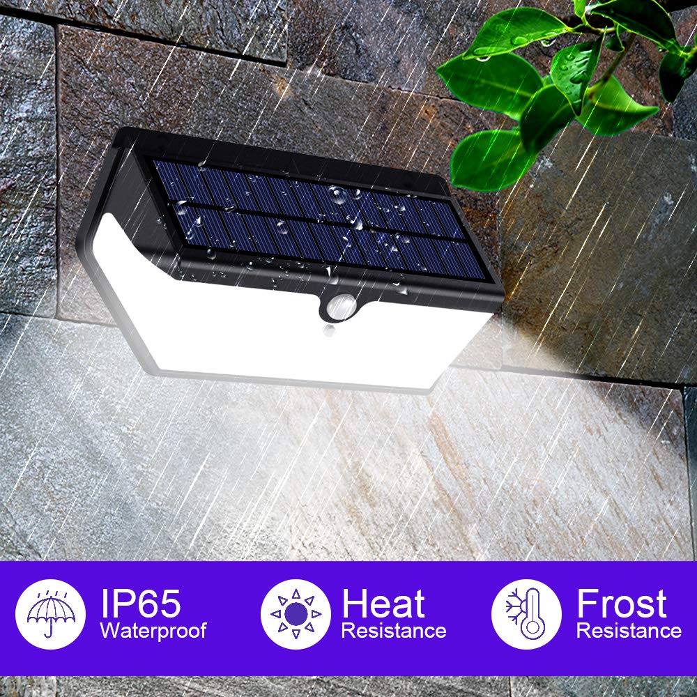 Lampe Solaire Exterieur Version Etanche Durable Trswyop 128 Led Lumiere Solaire Avec Detecteur De Mouvement 2200mah